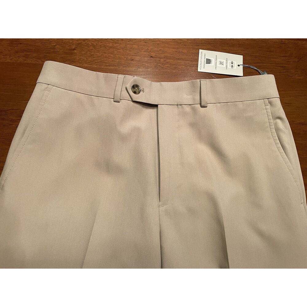 NWT 32 X 32 Madison Motion Stretch Suit Pants Modern Fit Light Gray Flat Front